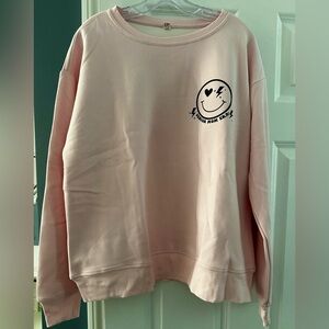 Pink Senior Mom Smiley Face Crewneck Sweatshirt